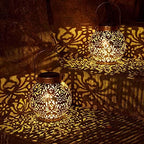 Set of 2 Solar Hanging Lanterns Outdoor for Garden Patio, Bronze - Image 5