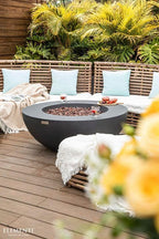 Elementi Lunar Bowl Cast Concrete Fire Table, Outdoor Fire Pit Fire Table Patio Furniture, Dark Gray (Natural Gas) - Image 4