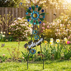 TERESA'S COLLECTIONS Solar Metal Hummingbird Wind Spinner Garden Stake 26" - Image 2