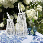 Key West Bamboo Hurricane Candle Lanterns, Set of 2, White - Image 3