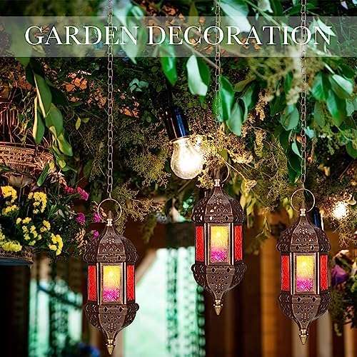 Retisee 6 Pcs Hanging Moroccan Lantern Hexagon Decorative Moroccan Candle Lantern Holders Hanging Candle Holder Indoor Outdoor for Patio Weddings Christmas Decoration - Image 5