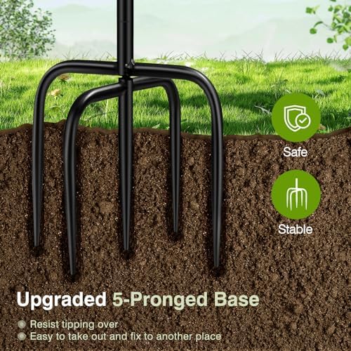 Daoeny Heavy Duty Bird Baths for Outdoors, 35In Outdoor Freestanding Birdbaths & Birdfeeder, Bird Bath Feeder Bowl with Metal Stake Garden Patio Yard Lawn Decor, Upgraded 5-Pronged Base (Brown) - Image 3