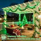 YEGUO 4 Pack Halloween Solar Fairy Lights, Each 33ft 100 LED Green Christmas Lights Outdoor Waterproof, 8 Modes Sliver Wire Solar String Lights - Image 6