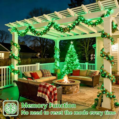 YEGUO 4 Pack Halloween Solar Fairy Lights, Each 33ft 100 LED Green Christmas Lights Outdoor Waterproof, 8 Modes Sliver Wire Solar String Lights - Image 6