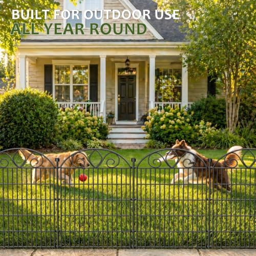 No Dig Garden Fence Outdoor for Yard, 5 Panels with Gate - Image 3