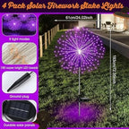 Tujoe 4 Pack Halloween Outdoor Decoration Solar Firework Lights,Purple - Image 2