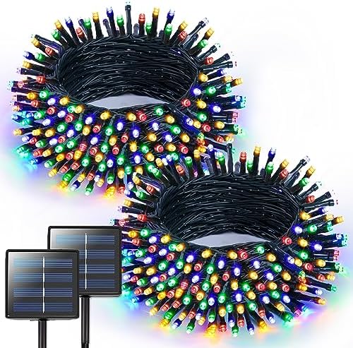 JMEXSUSS 2 Pack Solar Christmas Lights, Total 400 LED 151FT, Multi-Colored by JMEXSUSS