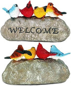 Bird Welcome Sign Stone Statue for Yard Patio Lawn Multicolored Indoor Outdoor Outside Birdy Garden Decor Funny Fairy Ornaments Figurine Home Decorations - Image 2