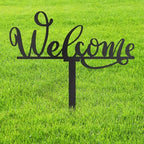 Metal Welcome Sign Garden Stake Decorative, Elegant Script Design Gifts Silhouette Statues for Yard Art, Outside, Patio, Outdoor Decor, Garden Decorations, Lawn Ornaments - 12" Black by SIGNLEADER