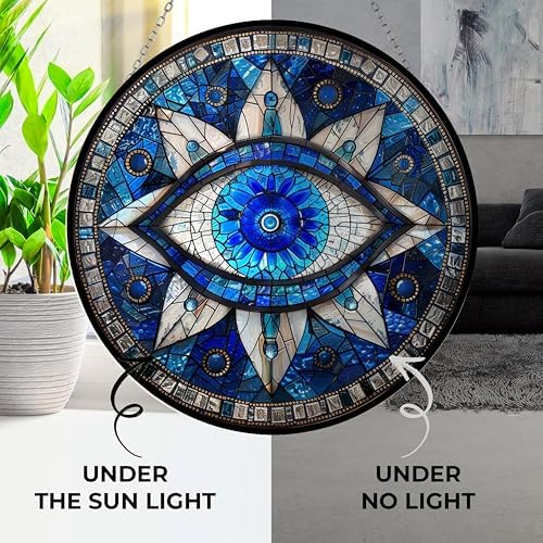 Evil Eye Stained Glass Window Hanging Sun Catcher Halloween Haning Ornament Decoration Christmas Birthday Gifts for Lover, Friends - Image 3