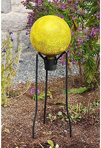 Achla Designs 10-inch Crackle Gazing Globe, Lemon Drop - Image 3