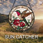 CHATYOUNG Stained Glass Window Hanging Flower Hummingbird Retro Large 15" - Bird Suncatcher Door Garden Home Decor Christmas Mother's Day Birthday Gift for Grandma Women Mom Nana Wife Bird Lovers - Image 4