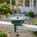 12.6" Solar Bird Bath for Deck Railing, Detachable Metal Bird Bath Bowl by MinWadil-EnrichYourLife
