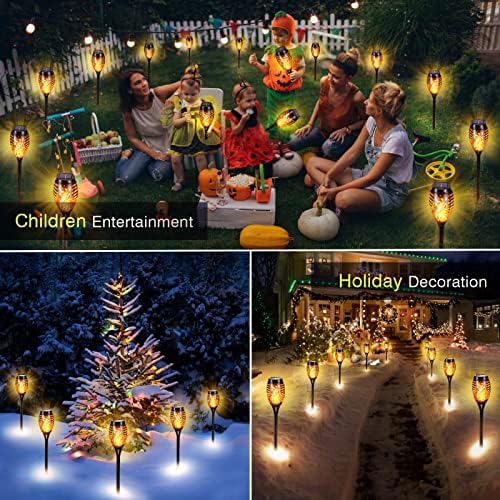Solar Outdoor Lights IP65 Waterproof, 8Pack 12LED Solar Torch Lights with Flickering Flame for Christmas Decor, Mini Solar Landscape Lights for Yard Driveway Patio Deck - Image 7