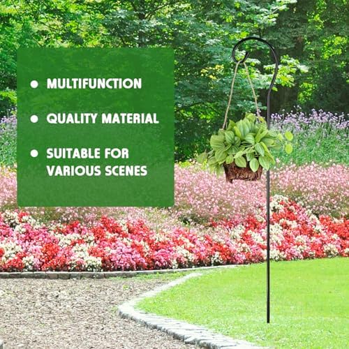 Hicarer 12 Pcs Shepherds Hooks for Outdoor 42 Inch 1/3 Bird Feeder Pole Rust Resistant Steel Shepard Hooks for Wedding Garden Bird Feeders Hanging Lanterns Solar Outdoor Lights - Image 4