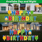 ComboJoy 16 Pcs Happy Birthday Yard Sign with Stakes, Personalized Age Plastic Signs with LED Lights, 20 Number Stickers & Colorful Letters, Weatherproof Birthday Decorations for Indoor & Outdoor Lawn - Image 4