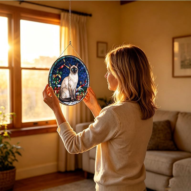 Stained Glass Window Hanging Tonkinese Suncatcher Gifts for Women 11.8" - Image 4