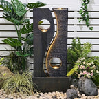 Tankana 47 inches Water Fountain Outdoor Garden - Waterfall Indoor Modern Large Freestanding Water Feature Fountains Faux Rust Finish with LED Lights for Patio Yard Pool Home Decor - Image 3