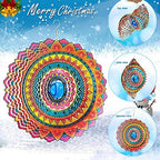 FONMY Wind Spinner 3D Stainless Steel Christmas Decoration Room Decor Indoor/Outdoor Garden Decoration Hanging Ornaments Kinetic Yard Art Decorations 12 inches Multi Red Mandala Wind Spinners - Image 4