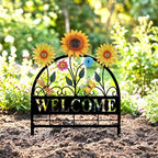 4 Pack Sunflower Garden Fence Metal Butterfly Flower Design - Image 6