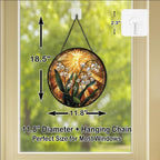 Stained Glass Window Hanging Lily of The Valley with Sunburst 11.8in Floral Sun Catcher, Vintage Rustic Home Decor - Image 4