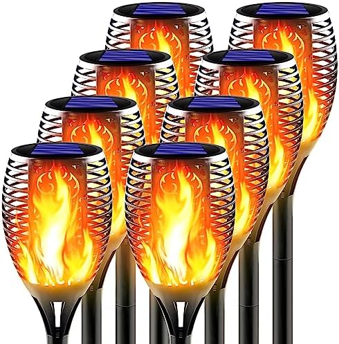 Large Solar Torch Light with Flickering Flame, 8 Pack by Awethone