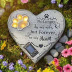Pet Memorial Stone Solar Lighted Glowing Paw Print Heart Statue 10" by YHSOLAR