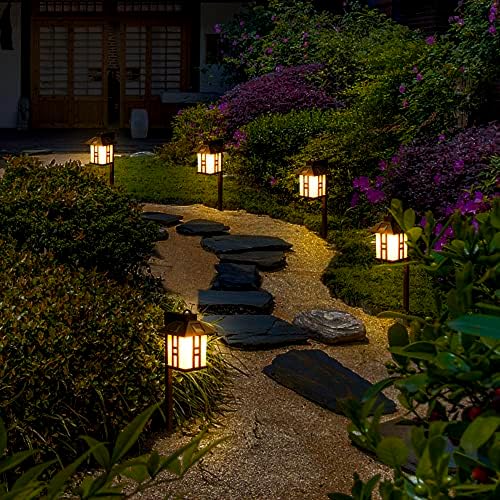 GIGALUMI Japanese Decor Solar Lights for Outside, Pathway Lights 4 Pack - Lawn/Patio/Yard/Walkway/Driveway Decoration - Image 5