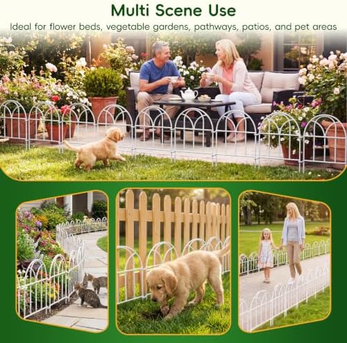 White Garden Fence Panels - 30.33ft x 17in (H) Garden Fence Animal Barrier Metal Fencing for Yard Decorative Garden Border Edging for Dogs No Dig Dog Fence for Outdoor Decor Flower Bed - Image 6