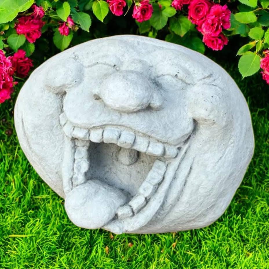 Face Rock Sculpture Laughing Rock Decoration Lawn Ornament Concrete Figure Garden Decor Face with Tongue Out - Image 5