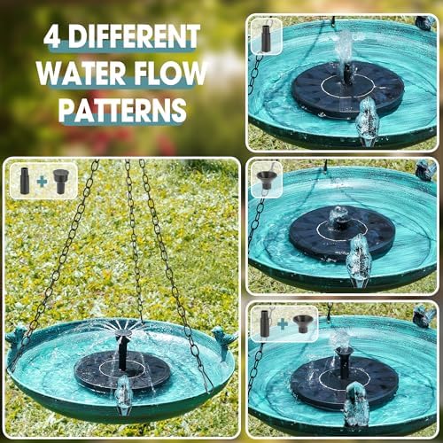DazSpirit 14.9" Hanging Bird Bath with Solar Fountain for Outdoors - Image 3