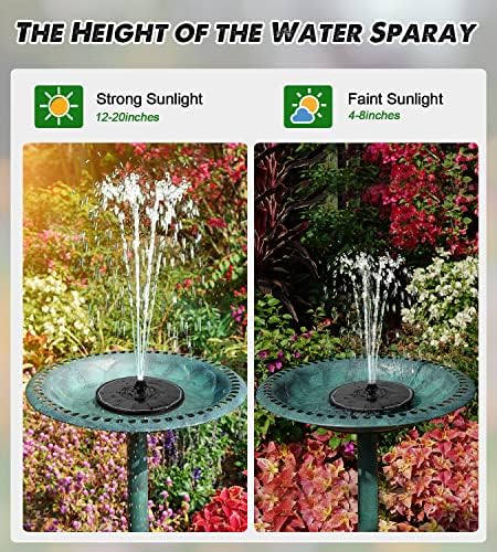 Yzert Solar Fountain Glass Panel with 2200 mah Battery, 3.5W Floating Solar Water Fountain with 4 Fixed Rods, Solar Pump for Bird Bath, Garden, Pond, Pool, Outdoor (Black Panel White Lights) - Image 5