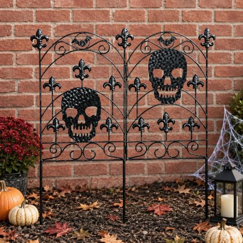 hogardeck 2PCS Halloween Decorations Outdoor, Metal Fence Decorative Garden Stakes with Skull Head for Halloween Decor, Yard Signs for Halloween Outside Garden Lawn Porch Party Decorations - Image 7