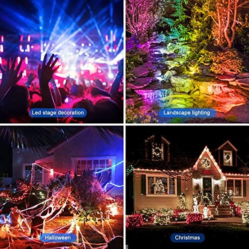 RGB Outdoor LED Flood Light 50W Color Changing Floodlights Spotlights Landscape Lighting Fixture Waterproof Landscaping Spot Light for Yard Garden Driveway Pathway Garden IP66 Waterproof (4 Pack) - Image 4