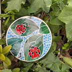 Bieye MSS001 Ladybug Tiffany Style Stained Glass Stepping Stone, 12" Round - Image 3