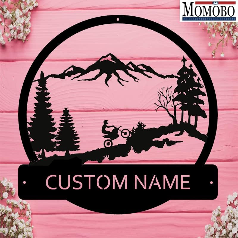 Mountain and Motorcycle Custom Name Sign Metal Wall Art Personalized Last Name Plaque Outdoor Metal Wall Art Personalized Gift for Wedding/Housewarming - Image 3