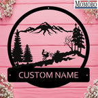 Mountain and Motorcycle Custom Name Sign Metal Wall Art Personalized Last Name Plaque Outdoor Metal Wall Art Personalized Gift for Wedding/Housewarming - Image 3