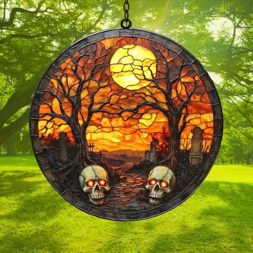 Zombie Graveyard Halloween Skull Acrylic Suncatcher - Image 3