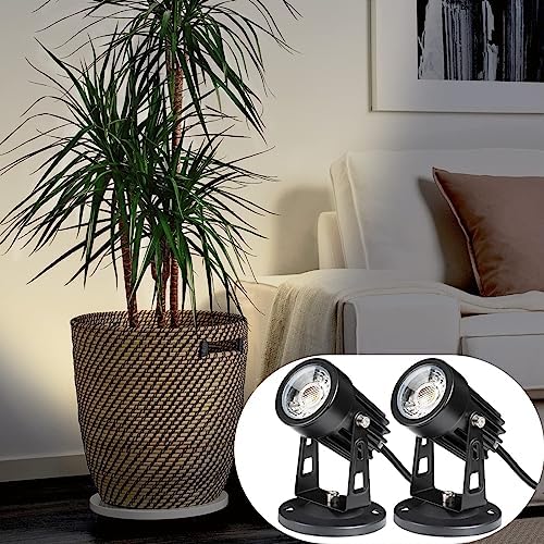 SUNVIE 2 Pack Plug-in Spot Lights Indoor, 120V Warm White LED Uplights by SUNVIE