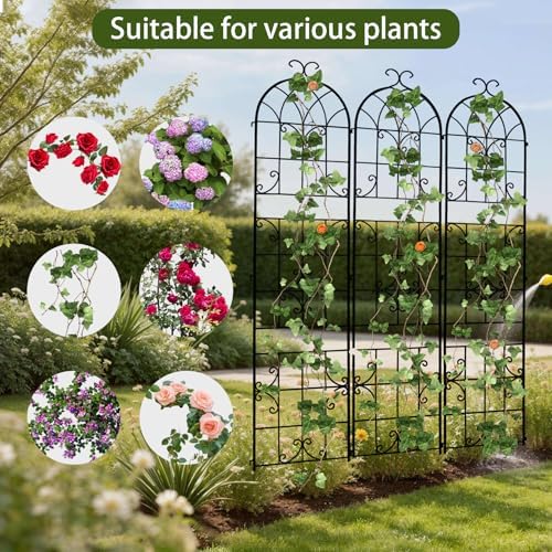 unho Metal 86.6 * 18.7" Garden Trellis 3-Packs for Climbing Plants - Image 6