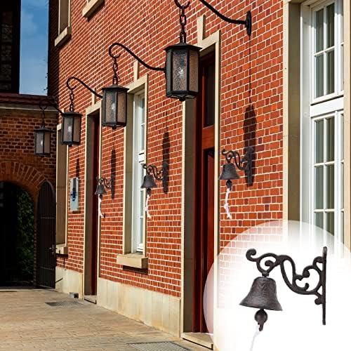 Outdoor Wall Bell, Cast Iron Door Bell Retro Bracket Mounts Bell Rust-Resistant Manually Shaking Wall Hanging Door Bell Dinner Bells for Home Decor - Image 4