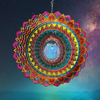 FONMY Solar Wind Spinner Mandala Flame 3D Stainless Steel Hanging Wind Spinners Worth Gift Christmas Decoration Indoor/Outdoor Garden Décor Kinetic Yard Art 12 Inches Multi Red Wind Sculpture by FONMY