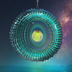 FONMY Solar Wind Spinner Mandala Starry Sky 3D Stainless Steel Hanging Wind Spinners Gift Christmas Decoration Indoor/Outdoor Garden Décor Kinetic Yard Art 12 Inches Multi Peacock Blue Wind Sculpture by FONMY