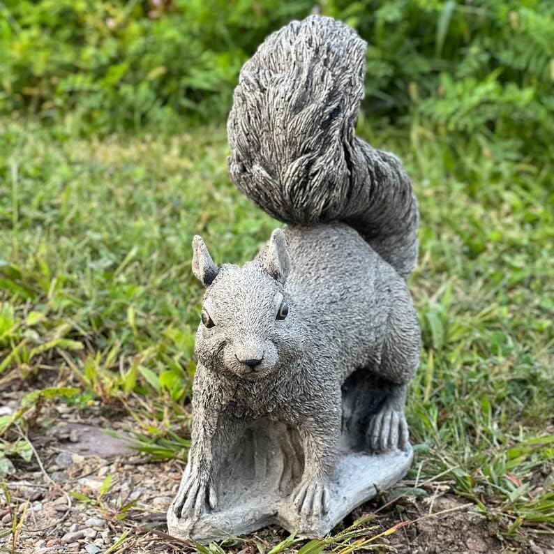 Realistic Forest Squirrel Statue Animal Concrete Sculpture for Garden Patio Backyard Handmade Squirrel Figurine - Image 2