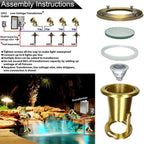 Waterproof Underwater Light 175 Solid Brass 7WMR16 LED Bulb Pond Submersible Waterfall Pool Fountain Light for Beautiful Bright Long Lasting Home Garden Patio Pool - Image 6