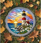 Magnolia Garden 10-Inch Lighthouse Stepping Stone - Faux Stained Glass Ocean Sunset Garden Stone, Weather-Resistant Resin Pathway Accent, Nautical Coastal Outdoor Yard Decor & Walkway Plaque - Image 6