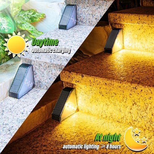 JSOT Solar Step Lights Suitable for Garden Patio Stair Decor Warm White-10P - Image 5