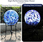 Lily's Home Gazing Ball - 7.68" Glass Globe with Solar Powered Lights - Outdoor Solar Lights for Yard & Patio - Garden Decor - Automatic On/Off Photosensitive Switch - Blue - Image 4