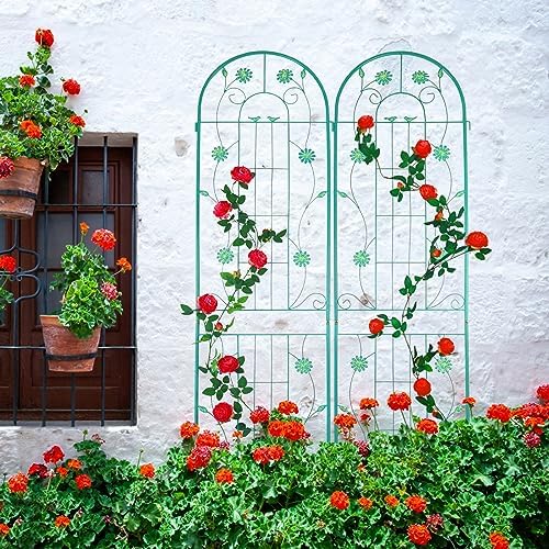 Garden Trellis for Climbing Plants Outdoor, 2-Pack 86" Metal Rustproof - Image 2
