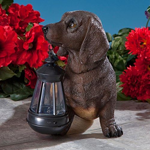 Bits and Pieces Dog Solar Powered Garden Lantern Statue, Resin - Image 7